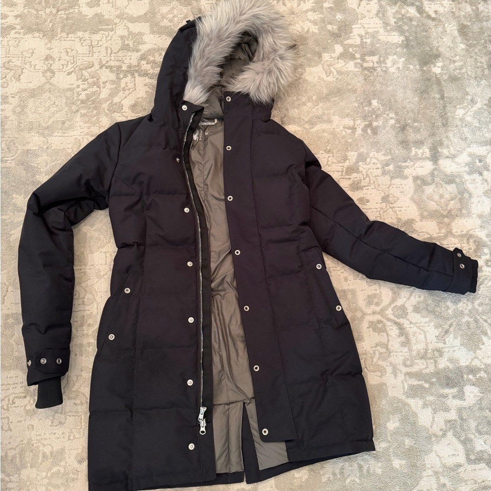 Spyder Black Puffer Jacket with Faux Fur Hood